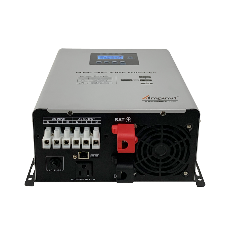Ampinvt 800W  Low Frequency Pure Sine Wave Inverter  DC 12V To AC 120V Output With LCD Display Off Grid System